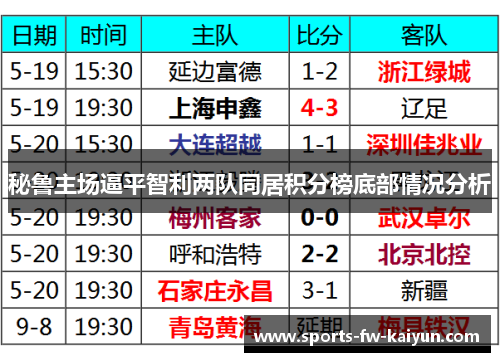 秘鲁主场逼平智利两队同居积分榜底部情况分析